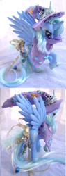 Size: 336x888 | Tagged: safe, artist:lightningsilver-mana, character:trixie, species:alicorn, species:pony, species:unicorn, accessory swap, alicorn princess, alicornified, blue, cape, cloak, clothing, craft, custom, doll, female, figure, figurine, hat, irl, magician, my little pony, paint, painted, painting, photo, race swap, sewing, sewing needle, solo, textiles, toothpaste, toy, trixie's cape, trixie's hat, trixiecorn