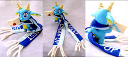 Size: 1024x457 | Tagged: safe, artist:lightningsilver-mana, oc, oc only, species:dragon, blue, blue dragon, blue eyes, craft, custom, doll, figure, figurine, irl, leather, paint, painted, photo, solo, toy
