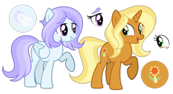 Size: 3136x1704 | Tagged: safe, artist:hazardous-andy, idw, character:sunflower spectacle, oc, oc:moonlight, oc:spectacle showcase, species:earth pony, species:pegasus, species:pony, species:unicorn, g4, female, mare, previous generation, reference sheet, simple background, transparent background