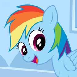 Size: 850x850 | Tagged: safe, artist:m.w., character:rainbow dash, species:pegasus, species:pony, cropped, cute, female, mare, solo