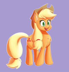 Size: 1351x1416 | Tagged: safe, artist:ikarooz, character:applejack, species:earth pony, species:pony, clothing, cowboy hat, female, hat, mare, simple background, smiling, solo, stetson