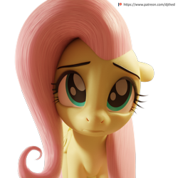 Size: 2048x2048 | Tagged: safe, artist:therealdjthed, character:fluttershy, species:pegasus, species:pony, 3d, 3d model, blender, cute, cycles, cycles render, female, mare, model:djthed, patreon, patreon logo, shyabetes, simple background, solo, transparent background