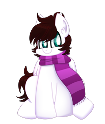 Size: 1692x2000 | Tagged: safe, artist:saveraedae, oc, oc:markpony, species:pegasus, species:pony, clothing, looking to the left, male, ponified, scarf, simple background, sitting, smiling, solo, the mark side, transparent background, ych result