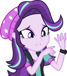 Size: 6525x7441 | Tagged: safe, artist:twilirity, character:starlight glimmer, equestria girls:mirror magic, g4, my little pony: equestria girls, my little pony:equestria girls, spoiler:eqg specials, .svg available, absurd resolution, beanie, clothing, female, hat, simple background, solo, transparent background, vector, vest, watch, wristwatch