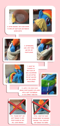Size: 2826x5933 | Tagged: safe, artist:caibaoreturn, editor:str1ker878, character:rainbow dash, species:pegasus, species:pony, comic:pony washing instructions, comic, female, irl, photo, plushie