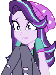 Size: 6700x8885 | Tagged: safe, artist:twilirity, character:starlight glimmer, equestria girls:mirror magic, g4, my little pony: equestria girls, my little pony:equestria girls, spoiler:eqg specials, .svg available, absurd resolution, beanie, clothing, female, frightened, hat, pants, scared, simple background, solo, transparent background, vector, vest