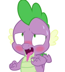 Size: 1005x1106 | Tagged: safe, artist:spookitty, character:spike, species:dragon, ahegao, ahego meme, blushing, claws, meme, movie accurate, open mouth, sweat, tongue out, wings