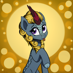 Size: 3000x3000 | Tagged: safe, artist:adagiostring, character:winter flame, species:kirin, background kirin, blep, cute, female, my little pony, solo, tongue out
