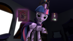 Size: 1280x720 | Tagged: safe, artist:mrm, character:twilight sparkle, character:twilight sparkle (alicorn), species:alicorn, species:pony, 3d, bombinomicon, book, crossover, evil, evil twilight, female, grin, looking at you, mare, smiling, solo, source filmmaker, team fortress 2, tyrant sparkle