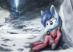 Size: 5512x3937 | Tagged: safe, artist:ravistdash, derpibooru original, oc, oc only, species:pony, canterlot, crying, freezing, movie poster, planet engine, ponyville, smiling, snow, solo, teary eyes, the wandering earth, this will end in death, this will end in tears, this will end in tears and/or death