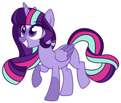 Size: 1280x1091 | Tagged: safe, artist:unicorn-mutual, oc, oc only, oc:nova andromeda, parent:starlight glimmer, parent:twilight sparkle, parents:twistarlight, species:alicorn, species:pony, alicorn oc, female, magical lesbian spawn, mare, offspring, simple background, solo, transparent background