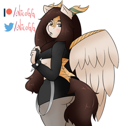 Size: 4000x4000 | Tagged: safe, artist:nicogg, oc, oc:summer heat, species:anthro, species:kirin, gothic, gothic lolita, winged kirin, ych example, ych result, your character here