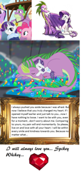 Size: 1065x2237 | Tagged: safe, artist:calicopikachu, artist:kenket, edit, edited screencap, screencap, character:pinkie pie, character:rarity, character:spike, species:dragon, species:pony, species:unicorn, fanfic:like a fine wine, fanfic:like fine wine, ship:sparity, episode:the last problem, g4, my little pony: friendship is magic, confession, deathbed, female, fire ruby, frame, gem, gigachad spike, male, older, older rarity, older spike, ruby, shipping, spikey wikey, straight, uplifting, winged spike