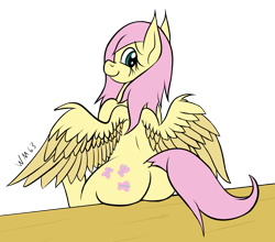 Size: 2242x1974 | Tagged: safe, artist:wapamario63, character:fluttershy, species:pegasus, species:pony, butt, colored, cute, dock, female, flutterbutt, looking at you, looking back, looking back at you, mare, plot, simple background, sitting, smiling, solo, spread wings, transparent background, wings