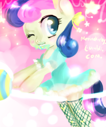 Size: 500x600 | Tagged: safe, artist:marinakirby, character:bon bon, character:sweetie drops, species:pony, 30 minute art challenge, bipedal, clothing, dress, lollipop, stockings
