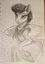 Size: 736x1054 | Tagged: safe, artist:gonedreamer, oc, oc only, oc:summer breeze, species:pegasus, species:pony, lined paper, sketch, solo, traditional art