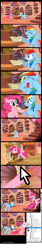 Size: 2600x15500 | Tagged: safe, artist:tamalesyatole, character:gummy, character:pinkie pie, character:rainbow dash, species:earth pony, species:pegasus, species:pony, book, comic, cursor, dialogue, female, fourth wall, golden oaks library, i have no mouth and i must scream, mare, night, reading, speech bubble