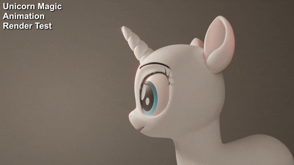 Size: 960x540 | Tagged: safe, artist:therealdjthed, species:pony, species:unicorn, 3d, 3d model, animated, blender, cycles, cycles render, female, generic pony, glowing horn, horn, implied rarity, mare, model:djthed, simple background, solo
