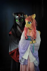 Size: 900x1353 | Tagged: safe, artist:essorille, character:fluttershy, character:king sombra, species:anthro, clothing, fursuit, irl, kimono (clothing), photo