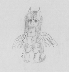 Size: 2425x2527 | Tagged: safe, artist:wapamario63, character:fluttershy, species:pegasus, species:pony, bipedal, bra, bra on pony, clothing, female, monochrome, solo, traditional art, wings