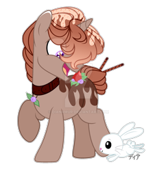 Size: 1600x1749 | Tagged: safe, artist:dianamur, character:angel bunny, oc, species:pony, deviantart watermark, ice cream pony, obtrusive watermark, simple background, transparent background, watermark