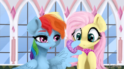Size: 780x438 | Tagged: safe, artist:livitoza, character:fluttershy, character:rainbow dash, species:pegasus, species:pony, episode:the ending of the end, g4, my little pony: friendship is magic, donut, duo, food, scene interpretation, wing hands, wings