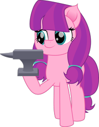 Size: 2326x3000 | Tagged: safe, artist:onil innarin, character:lily longsocks, species:earth pony, species:pony, anvil, background pony, cute, female, mare, older, simple background, solo, strong, stronk, transparent background, vector