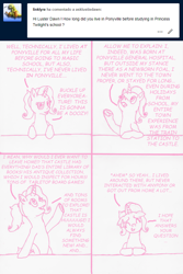 Size: 1280x1916 | Tagged: safe, artist:asklustiedawn, artist:edhelistar, character:luster dawn, species:pony, species:unicorn, episode:the last problem, g4, my little pony: friendship is magic, 4 panel comic, anime sweat drop, ask, awkward smile, bipedal, comic, dialogue, embarrassed, excited, female, floppy ears, frog (hoof), head tilt, implied sunburst, lineart, looking at you, looking away, looking up, luster dawn is starlight's and sunburst's daughter, mare, mixed media, monochrome, open mouth, pointing, ponytail, raised eyebrow, simple background, smiling, solo, sweat, sweatdrop, talking to viewer, text, tumblr, tumblr:ask luster dawn, underhoof, white background