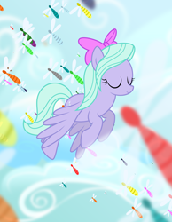 Size: 7000x9000 | Tagged: safe, artist:csillaghullo, character:flitter, species:pegasus, species:pony, cloud, dragonfly, eyes closed, female, flying, insect, mare, sky, solo, spread wings, wings