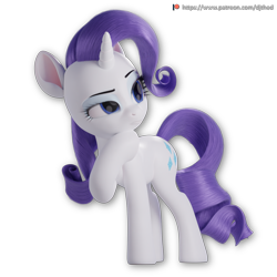 Size: 1500x1500 | Tagged: safe, artist:therealdjthed, character:rarity, species:pony, species:unicorn, 3d, 3d model, blender, cycles, cycles render, female, mare, model:djthed, patreon, patreon logo, simple background, solo, thinking, transparent background