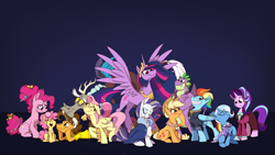 Size: 7680x4320 | Tagged: safe, artist:piemations, character:applejack, character:cheese sandwich, character:discord, character:fluttershy, character:li'l cheese, character:pinkie pie, character:rainbow dash, character:rarity, character:spike, character:starlight glimmer, character:trixie, character:twilight sparkle, character:twilight sparkle (alicorn), species:alicorn, species:draconequus, species:dragon, species:earth pony, species:pegasus, species:pony, species:unicorn, ship:cheesepie, episode:the last problem, g4, my little pony: friendship is magic, absurd resolution, clothing, council of friendship, end of ponies, female, filly, high res, male, mane seven, mane six, mare, older, older applejack, older cheese sandwich, older fluttershy, older mane seven, older mane six, older pinkie pie, older rainbow dash, older rarity, older spike, older starlight glimmer, older trixie, older twilight, princess twilight 2.0, shipping, skirt, stallion, straight, suit, winged spike