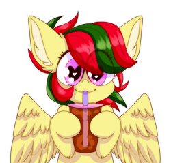 Size: 3353x3200 | Tagged: safe, artist:tuzz-arts, oc, oc only, oc:attraction, species:pegasus, species:pony, drink, drinking, drinking straw, heart eyes, solo, sweet tea, wingding eyes, wings