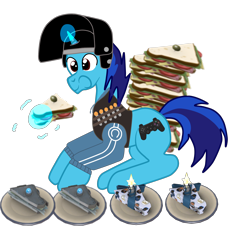 Size: 2000x2133 | Tagged: safe, artist:dialliyon, artist:susanzx2000, oc, oc:dial liyon, species:pony, species:unicorn, food, heavy weapons guy, sandwich, simple background, team fortress 2, transparent background