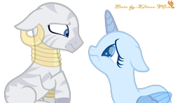 Size: 2100x1232 | Tagged: safe, artist:dianamur, character:zecora, oc, species:alicorn, species:pony, alicorn oc, base, duo, ear piercing, earring, female, jewelry, neck rings, piercing, raised hoof, simple background, solo, transparent background