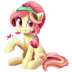 Size: 1800x1800 | Tagged: safe, artist:meotashie, character:ruby love, species:crystal pony, species:earth pony, species:pony, background pony, cheek fluff, chest fluff, cute, cutie mark, ear fluff, female, fluffy, heart, leg fluff, mare, simple background, sitting, solo, transparent background