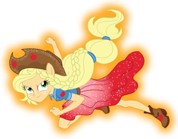 Size: 1200x940 | Tagged: safe, artist:sapphiregamgee, character:applejack, equestria girls:forgotten friendship, g4, my little pony: equestria girls, my little pony:equestria girls, clothing, cowboy hat, female, hat, ponied up, pony ears, simple background, solo, super ponied up, transparent background