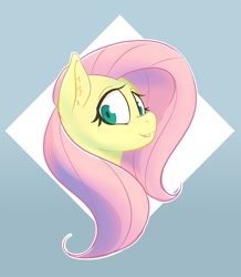 Size: 1023x1174 | Tagged: safe, artist:ikarooz, character:fluttershy, species:pony, bust, cute, ear fluff, female, looking at you, mare, partial background, portrait, shyabetes, smiling, solo, three quarter view