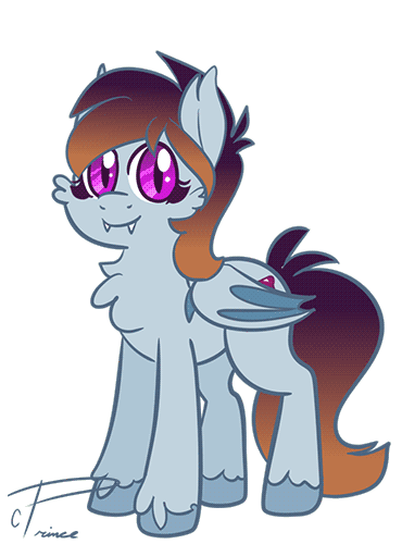 Size: 370x500 | Tagged: safe, artist:crowneprince, oc, oc only, species:bat pony, species:pony, animated, cute, cute little fangs, eeee, fangs, female, gif, implied eeee, mare, ocbetes, screech, simple background, solo, transparent background