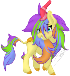 Size: 1309x1417 | Tagged: safe, alternate version, artist:soctavia, oc, oc:jellybean dreams, species:kirin, background removed, bedroom eyes, blushing, female, grin, mare, simple background, smiling, solo, transparent background