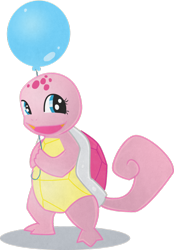 Size: 746x1071 | Tagged: safe, artist:ellisarts, character:pinkie pie, balloon, crossover, female, fusion, pokefied, pokémon, simple background, solo, species swap, squirtle, squirtle pie, transparent background, vector