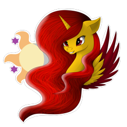 Size: 2200x2200 | Tagged: safe, artist:dreamyartcosplay, oc, oc only, species:alicorn, species:pony, alicorn oc, bust, cutie mark background, grin, simple background, smiling, solo, transparent background