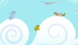 Size: 2170x1269 | Tagged: safe, artist:grayma1k, oc, oc only, species:bird, species:pegasus, species:pony, cloud, cloudy, on a cloud, standing on a cloud