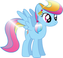Size: 5008x4651 | Tagged: safe, artist:mysteriouskaos, character:rainbow dash, species:crystal pony, species:pegasus, species:pony, spoiler:s03, absurd resolution, alternate hairstyle, crystallized, female, mare, simple background, solo, spread wings, transparent background, vector, wings