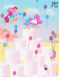 Size: 767x1004 | Tagged: safe, artist:kelseyleah, character:pinkie pie, adventure time, peppermint butler, princess bubblegum