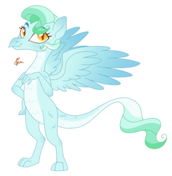 Size: 1703x1740 | Tagged: safe, artist:polymercorgi, base used, oc, parent:princess ember, parent:vapor trail, species:dracony, species:dragon, species:pony, hybrid, interspecies offspring, magical lesbian spawn, offspring, simple background, solo, white background