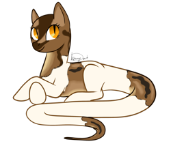 Size: 2647x2266 | Tagged: safe, artist:dreamyartcosplay, oc, oc only, species:pony, cute, hybrid, looking at you, ocbetes, original species, prone, signature, simple background, slit eyes, smiling, snake, snake pony, solo, transparent background