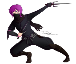 Size: 2676x2242 | Tagged: safe, artist:dreamyartcosplay, oc, oc only, species:human, clothing, face mask, humanized, ninja, signature, simple background, solo, transparent background