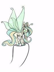 Size: 1200x1600 | Tagged: safe, artist:noupie, oc, species:flutter pony, disembodied hoof, flower, flower in hair, simple background, solo, white background