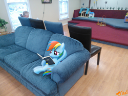 Size: 3264x2448 | Tagged: safe, artist:ojhat, character:rainbow dash, species:human, species:pegasus, species:pony, fallout equestria, book, chair, couch, female, ponies in real life, reading, television, vector, waiting room