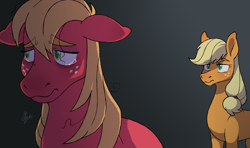 Size: 2766x1636 | Tagged: safe, artist:polymercorgi, character:applejack, character:big mcintosh, species:pony, oopsverse, crying, implied flim, implied flimmac, implied male pregnancy, story included